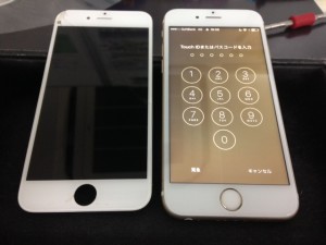 水没した画面と修理後のiPhone6s
