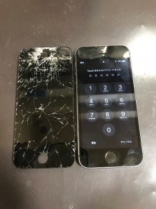 破損した画面とiPhone5s