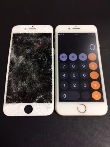 ガラスがバキバキに割れたiPhone6