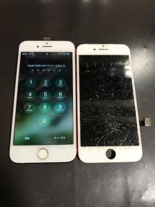 iPhone7と割れたガラス