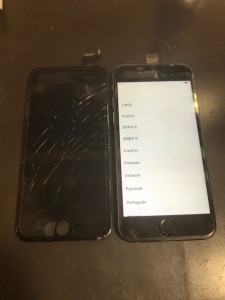 傷が入った画面と修理後のiPhone8