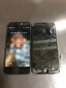 iPhone7と破損した画面