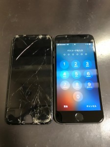 破損した画面とiPhone6s