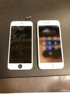 液晶漏れが起こりかけている画面と修理したiPhone6s