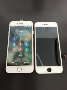 iPhone7と修理交換後の画面