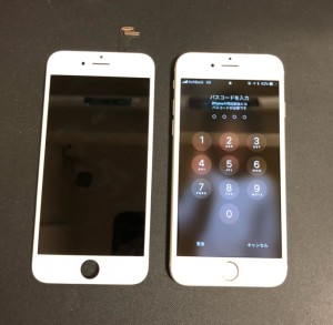 タッチが効かない画面と修理後のiPhone6