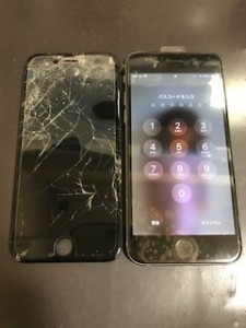 画面上部のパネルが剥がれたiPhone6